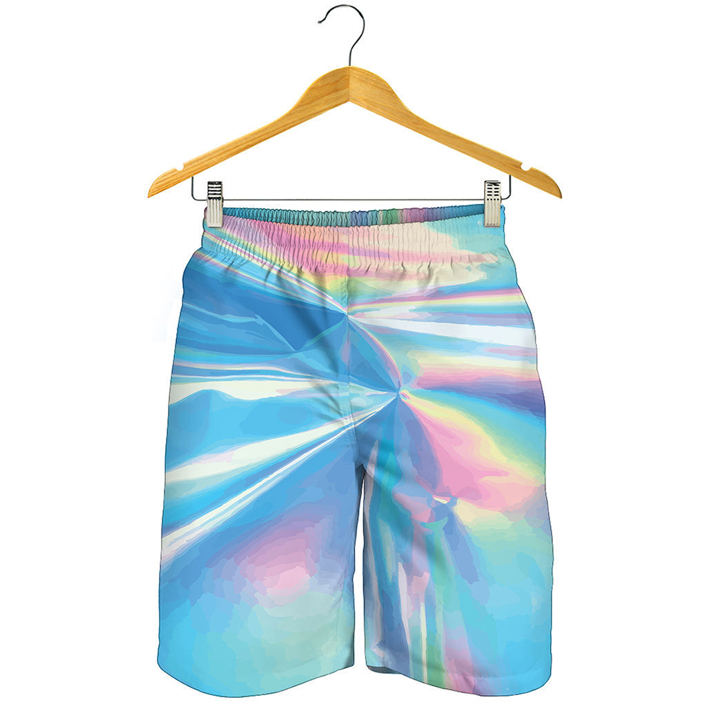 Blue Holographic Print Men's Shorts