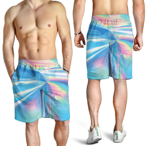 Blue Holographic Print Men's Shorts