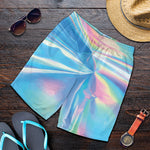 Blue Holographic Print Men's Shorts