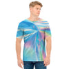 Blue Holographic Print Men's T-Shirt