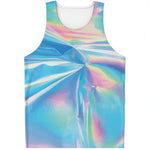 Blue Holographic Print Men's Tank Top