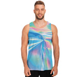 Blue Holographic Print Men's Tank Top