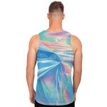 Blue Holographic Print Men's Tank Top