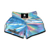 Blue Holographic Print Muay Thai Boxing Shorts