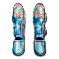 Blue Holographic Print Muay Thai Shin Guards