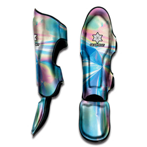 Blue Holographic Print Muay Thai Shin Guard