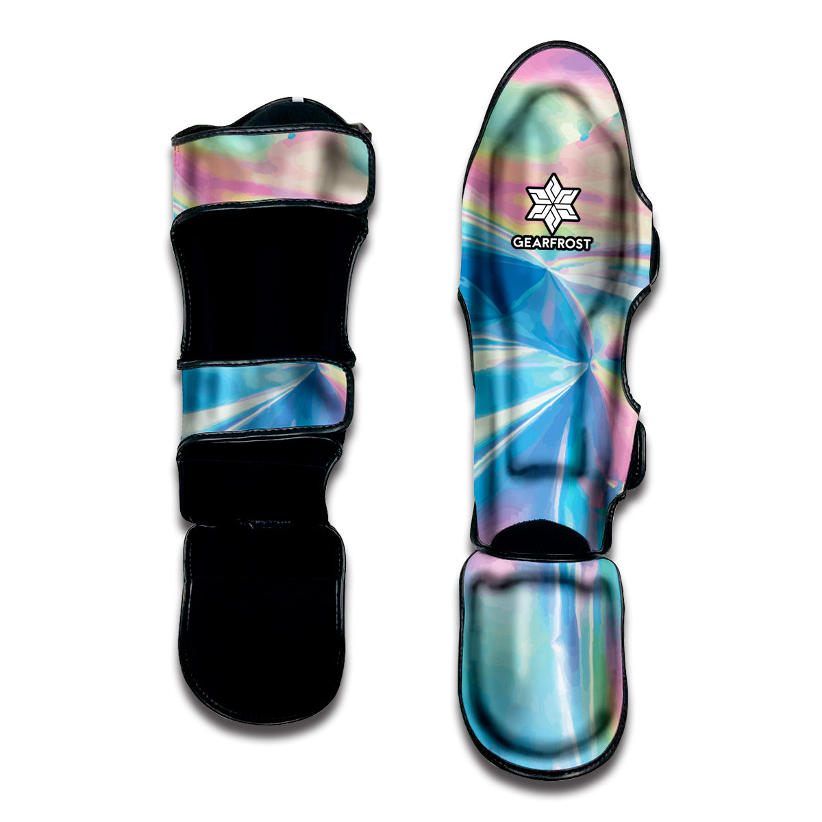 Blue Holographic Print Muay Thai Shin Guard