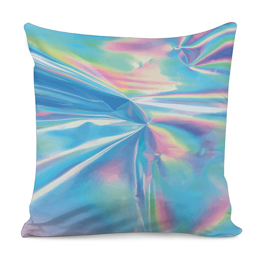Blue Holographic Print Pillow Cover