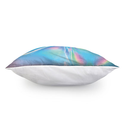 Blue Holographic Print Pillow Cover