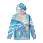 Blue Holographic Print Pullover Hoodie