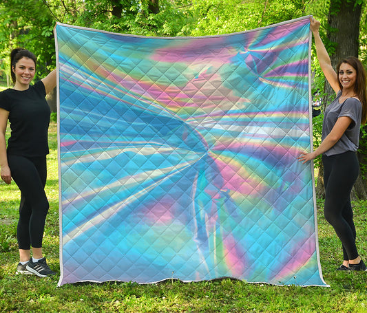 Blue Holographic Print Quilt