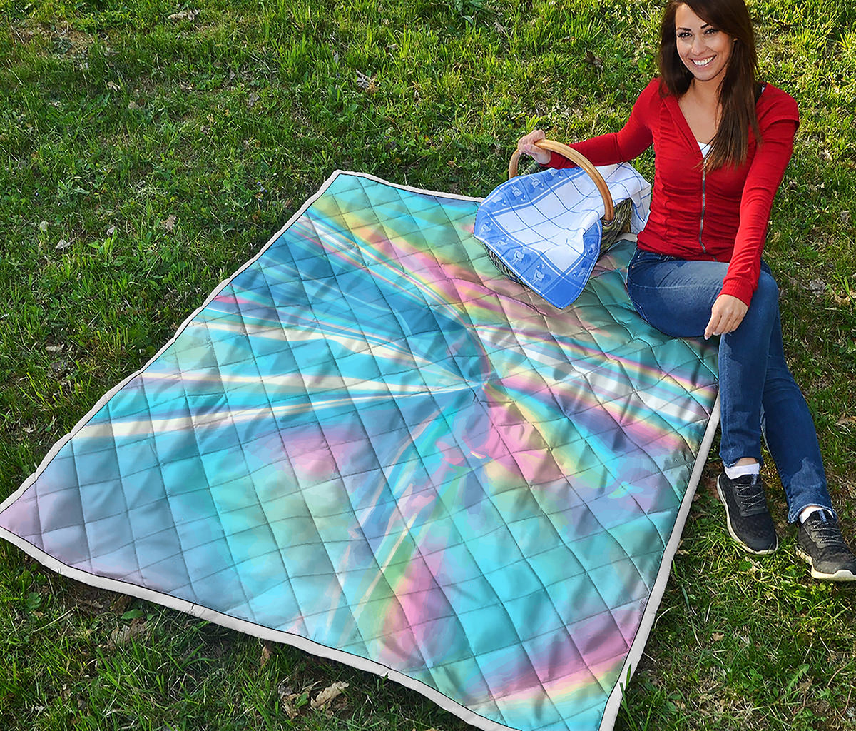 Blue Holographic Print Quilt