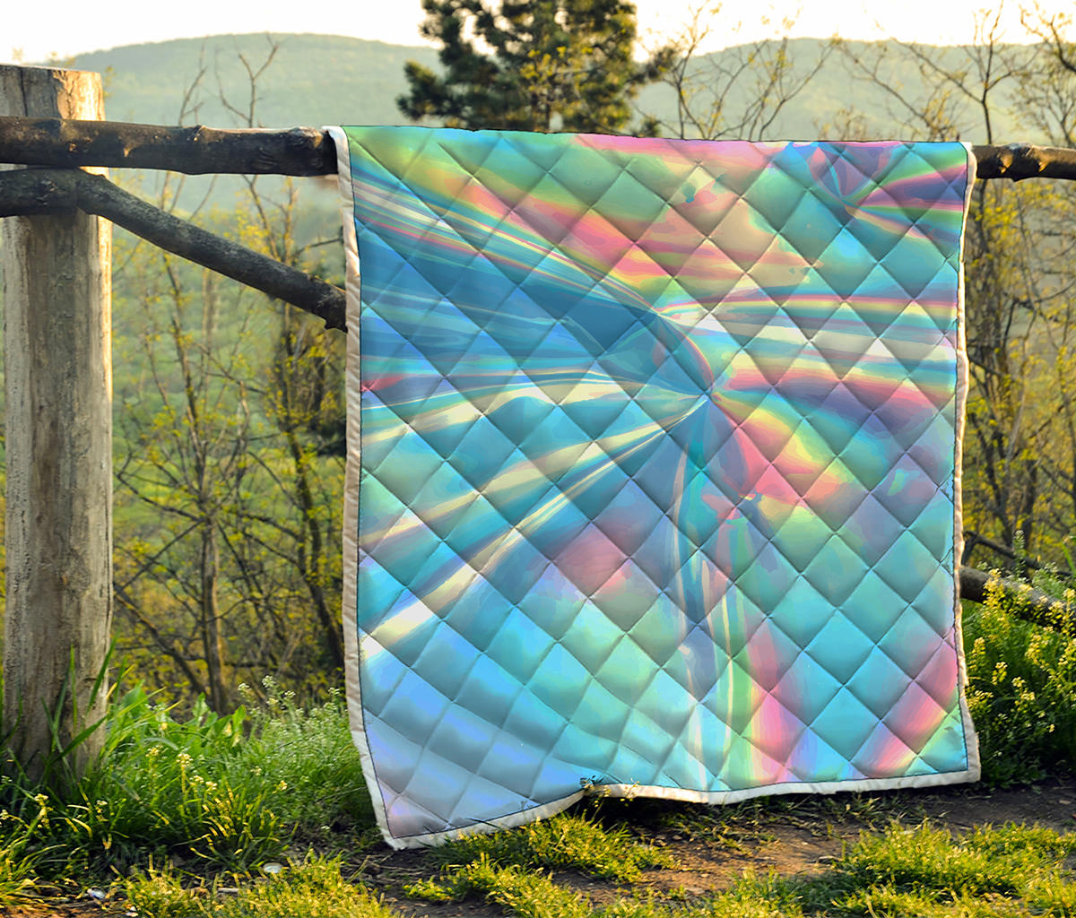 Blue Holographic Print Quilt