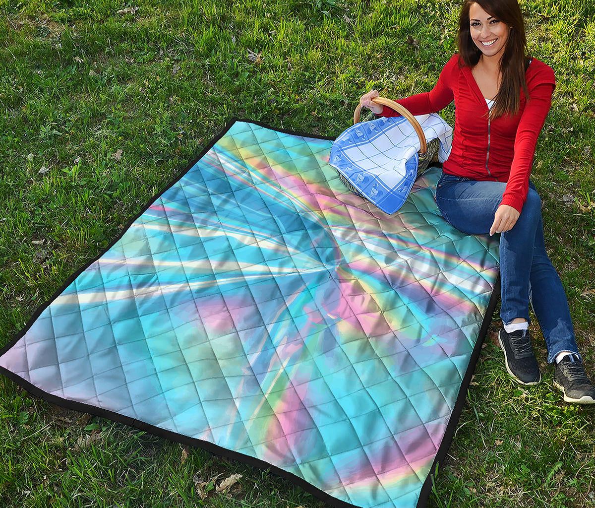 Blue Holographic Print Quilt
