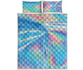 Blue Holographic Print Quilt Bed Set