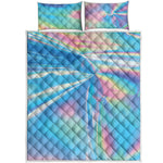 Blue Holographic Print Quilt Bed Set