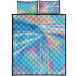 Blue Holographic Print Quilt Bed Set
