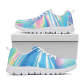Blue Holographic Print White Running Shoes