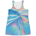 Blue Holographic Print Women's Racerback Tank Top