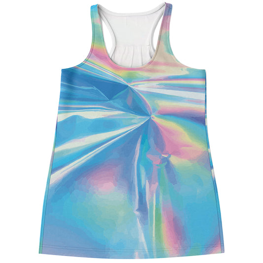 Blue Holographic Print Women's Racerback Tank Top