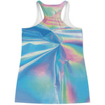Blue Holographic Print Women's Racerback Tank Top