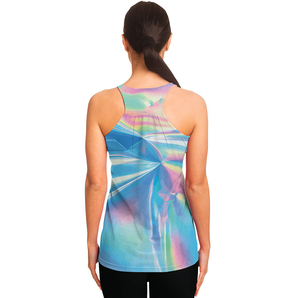 Blue Holographic Print Women's Racerback Tank Top