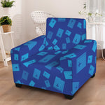 Blue Holy Bible Pattern Print Armchair Slipcover