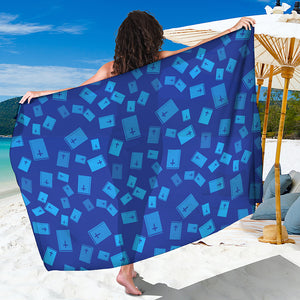 Blue Holy Bible Pattern Print Beach Sarong Wrap