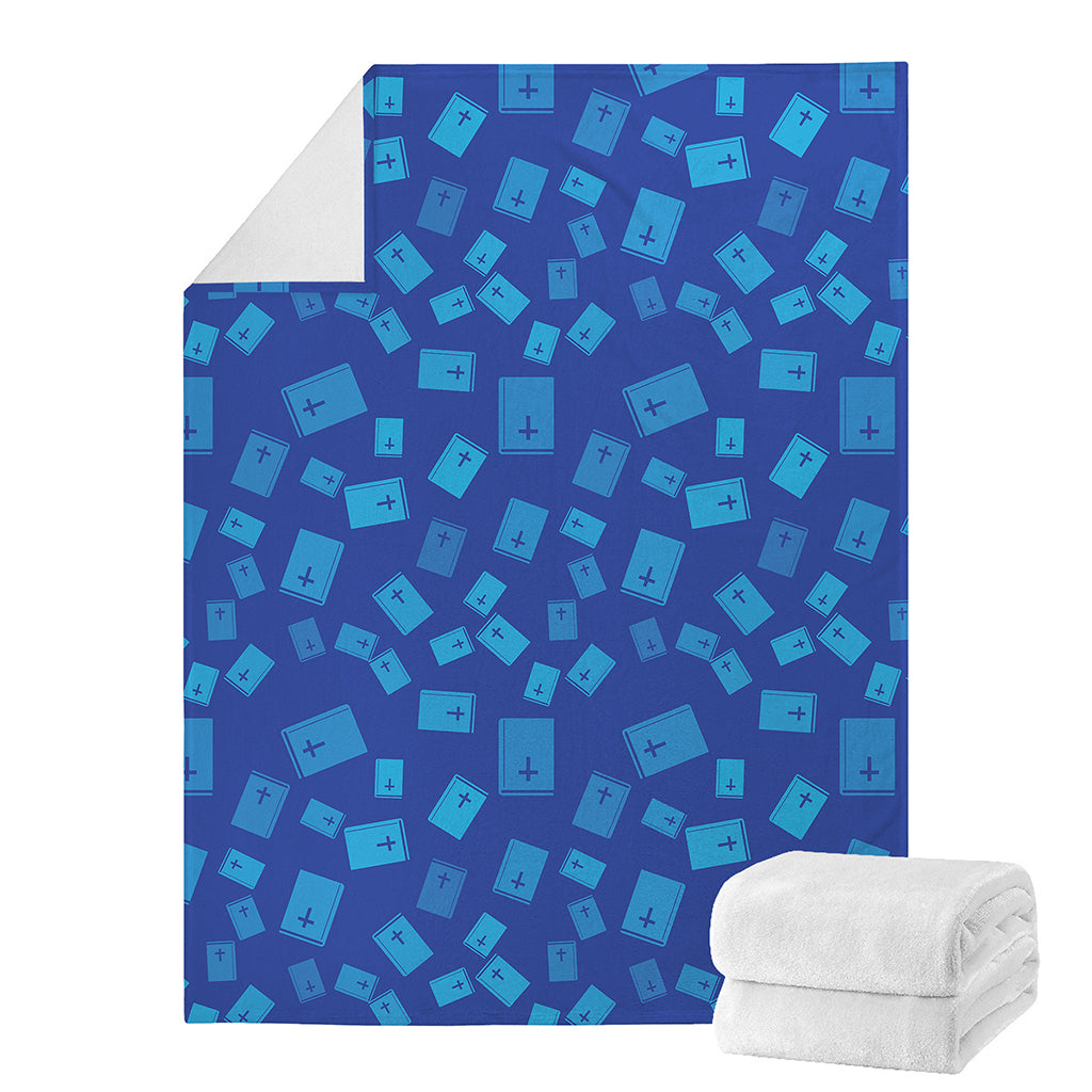 Blue Holy Bible Pattern Print Blanket