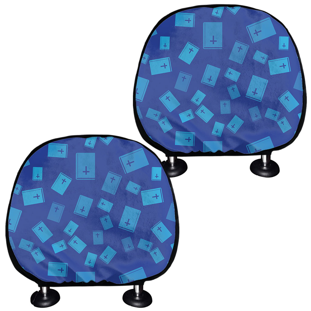 Blue Holy Bible Pattern Print Car Headrest Covers