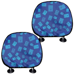 Blue Holy Bible Pattern Print Car Headrest Covers