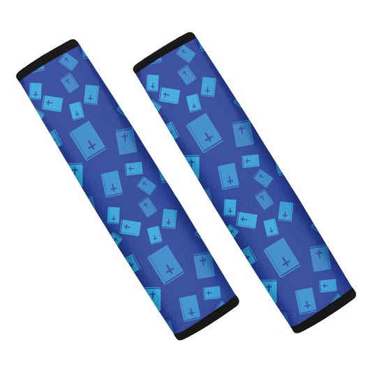 Blue Holy Bible Pattern Print Car Seat Belt Covers
