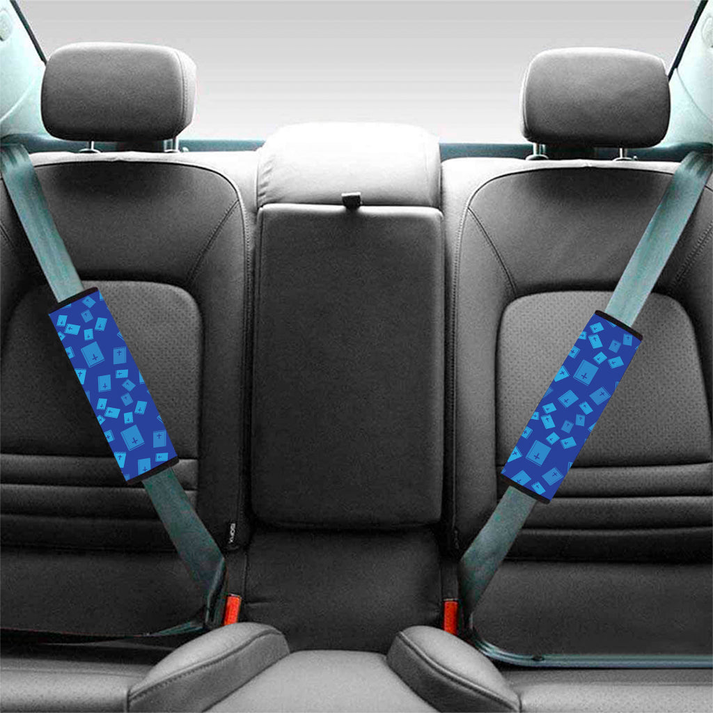 Blue Holy Bible Pattern Print Car Seat Belt Covers