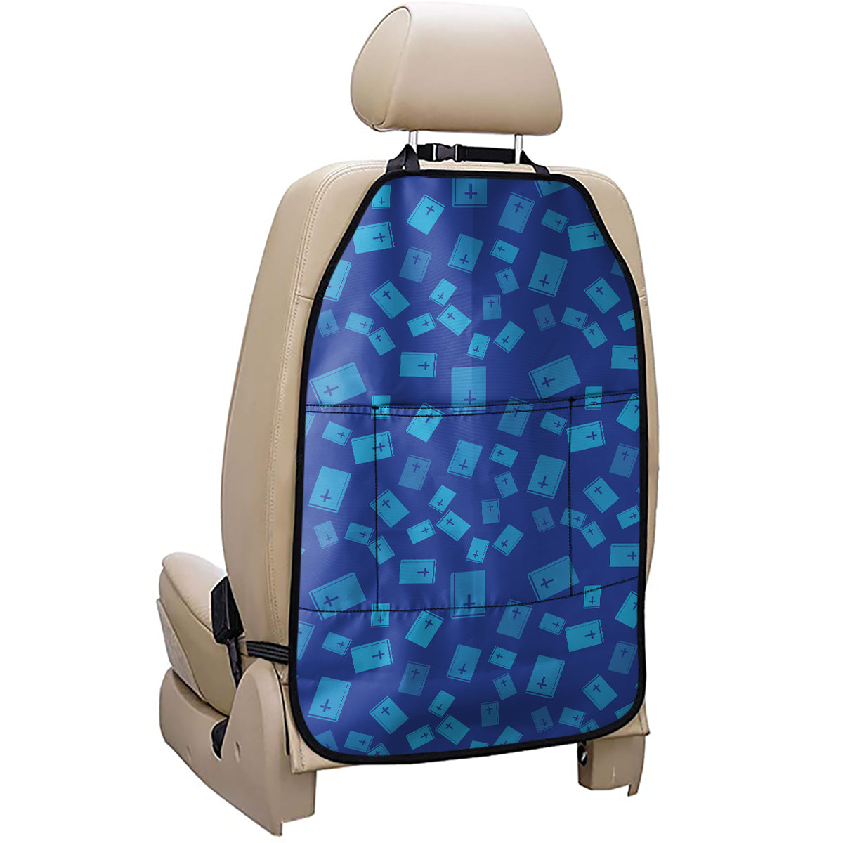 Blue Holy Bible Pattern Print Car Seat Organizers