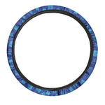 Blue Holy Bible Pattern Print Car Steering Wheel Cover