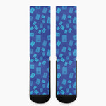 Blue Holy Bible Pattern Print Crew Socks