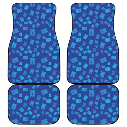 Blue Holy Bible Pattern Print Front and Back Car Floor Mats