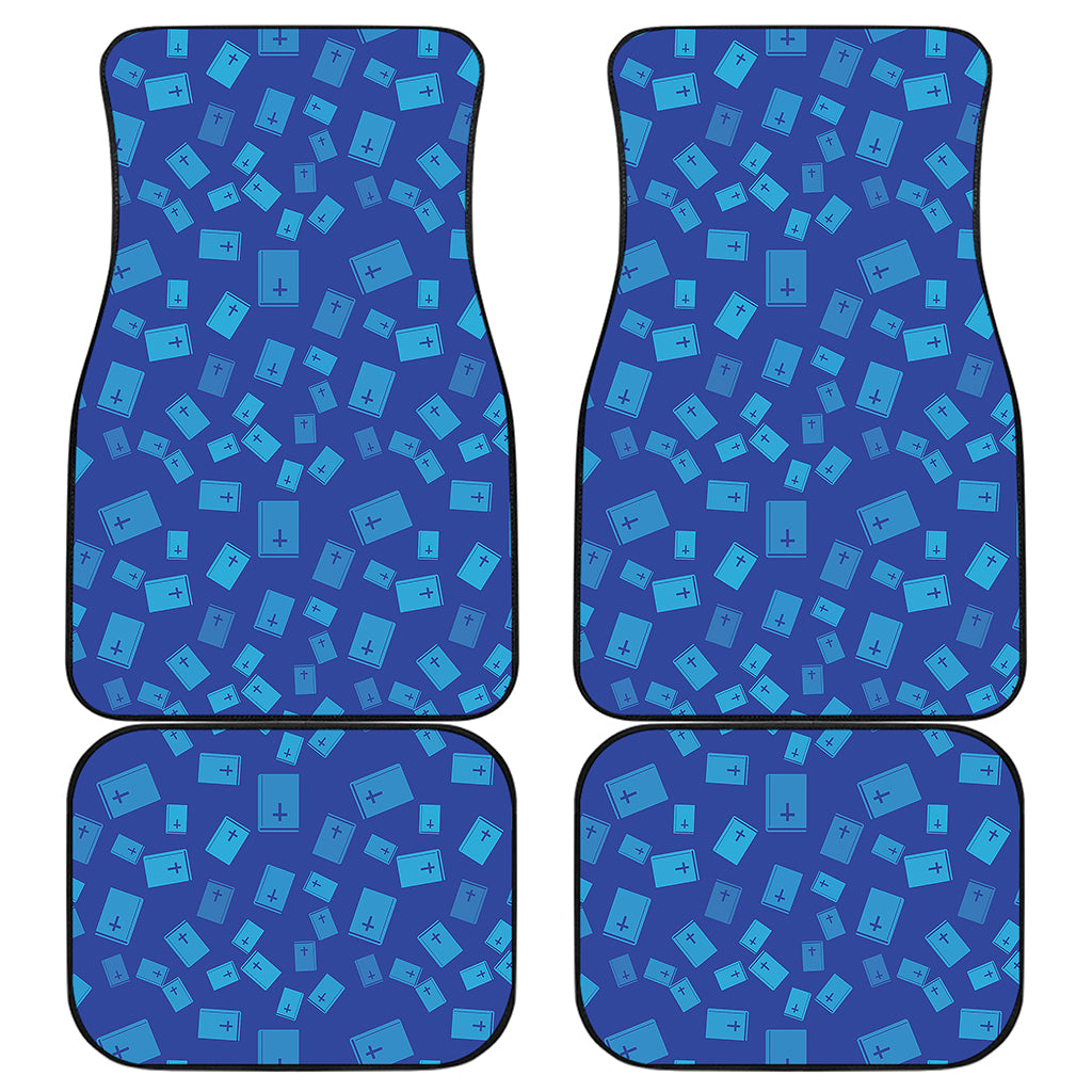 Blue Holy Bible Pattern Print Front and Back Car Floor Mats