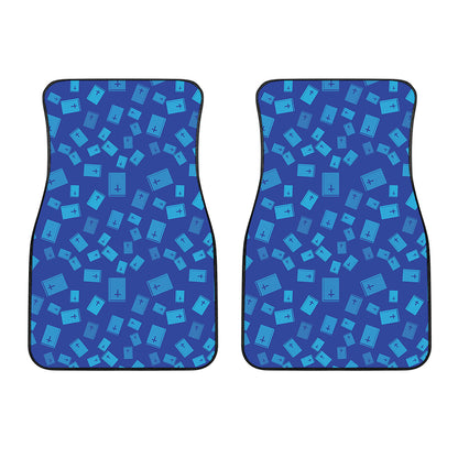 Blue Holy Bible Pattern Print Front Car Floor Mats