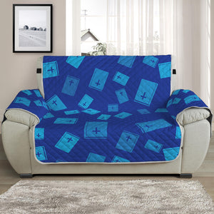 Blue Holy Bible Pattern Print Half Sofa Protector