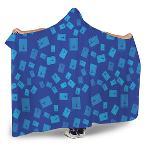 Blue Holy Bible Pattern Print Hooded Blanket