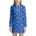 Blue Holy Bible Pattern Print Pullover Hoodie Dress