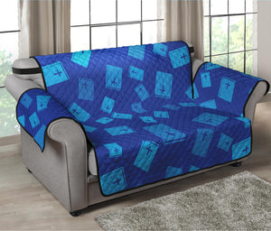 Blue Holy Bible Pattern Print Loveseat Protector