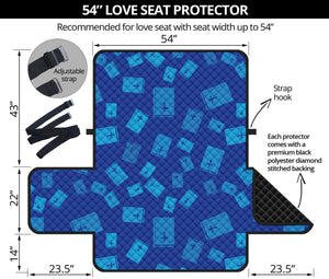 Blue Holy Bible Pattern Print Loveseat Protector