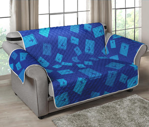 Blue Holy Bible Pattern Print Loveseat Protector