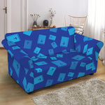 Blue Holy Bible Pattern Print Loveseat Slipcover