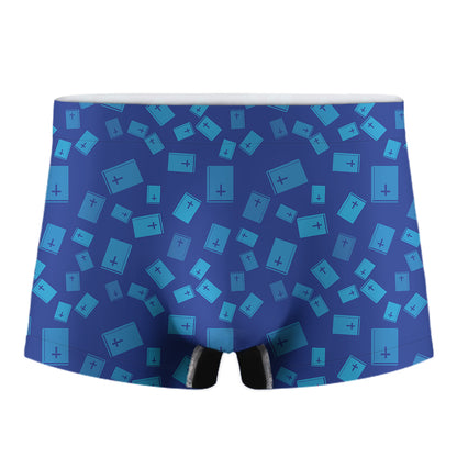 Blue Holy Bible Pattern Print Men's Boxer Briefs
