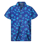 Blue Holy Bible Pattern Print Men's Short Sleeve Shirt