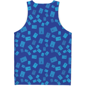 Blue Holy Bible Pattern Print Men's Tank Top