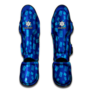 Blue Holy Bible Pattern Print Muay Thai Shin Guard